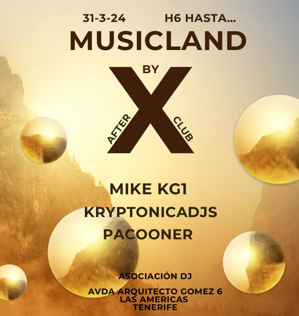 🌟 Calling all party animals! 🎉 Don't miss out on the AFTER PARTY! 🚨 SUNDAY, 31/03/24, starting at 6 AM till late at MUSICLAND @djsxclub
Avenida Arquitecto Gómez N.6 Las Américas Tenerife
https://www.instagram.com/djsxclub/?hl=en
Featuring the lineup of:
djmikekg1
KRYPTONICADJS
p.aconeer

#PartyTime #TheLabExperience
#afterparty #daylightparty
#afterhour #kryptofabbrikkrecords #kryptonicadjs #tenerifeevent #tenerifeparty #tenerifenightlife #tenerifesur #minimaldeeptech #minimaltechhouse #minimaltechno
#Showcase #electronicmusic